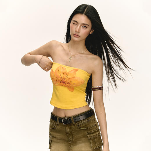 Ariseism 美式复古辣妹花朵印花抹胸吊带背心女夏季新款紧身上衣 商品图3