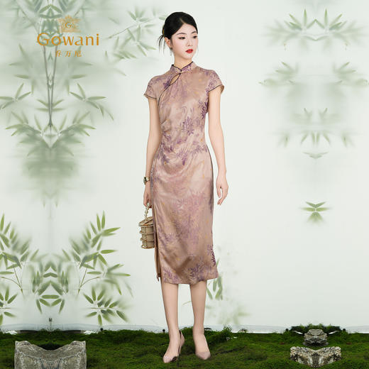 乔万尼新品100%真丝国风新中式旗袍连衣裙ED2E502 商品图1