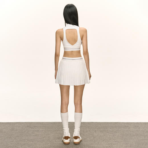 Ariseism  美式复古白色背心百褶半身裙短裙女夏套装两件套 商品图3