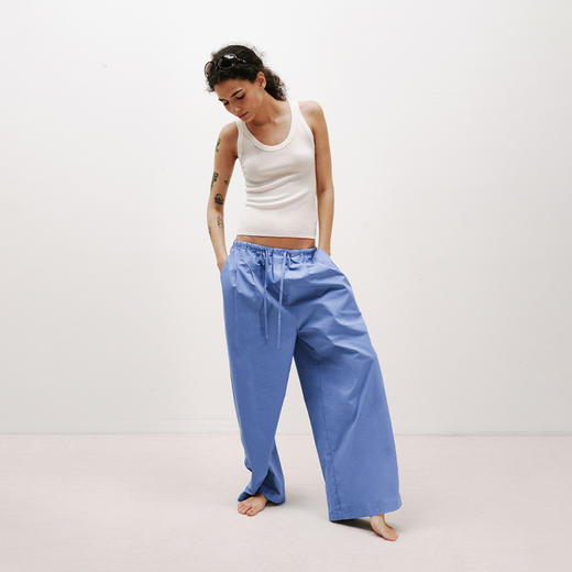 NUTH法工蓝抽绳松紧腰宽松阔腿休闲裤女（发货时间同步淘宝） 商品图3
