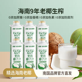 南国食品 海南特产生榨椰汁600ml*6瓶 植物蛋白饮料 大瓶瓶装 48小时发货