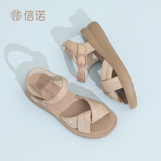 信诺舒适软底女鞋子厚底运动凉鞋女夏季新款罗马风凉鞋轻便妈妈鞋5L950-56 商品图6