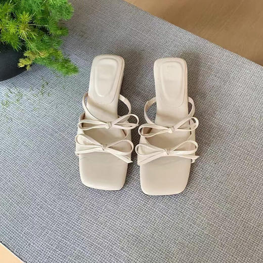 纪念日百货韩版温柔仙女风蝴蝶结配裙子方头凉拖鞋（LH）（LD）163143508 商品图4