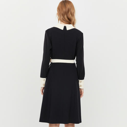 8C505050200344 音儿YINER女装冬季通勤撞色系带收腰西装领连衣裙 商品图3