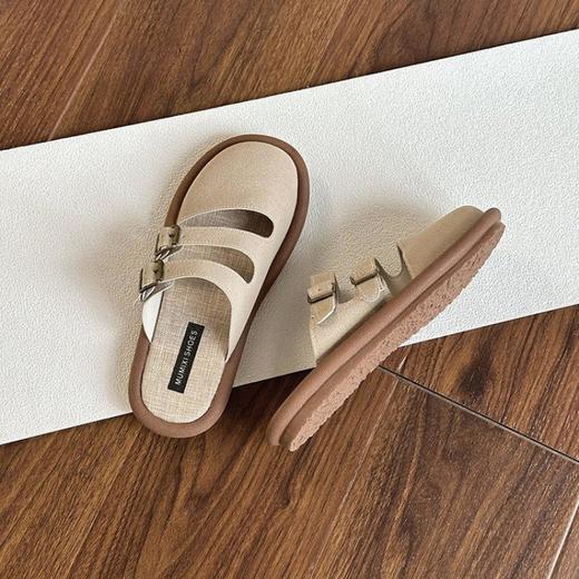 半托凉鞋女拖鞋美式纯色百搭外穿懒人小红书抖音爆款拖鞋外贸版 商品图2