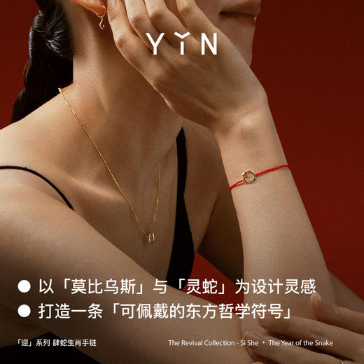 「迎」系列巳蛇肆蛇 蛇年生肖18K金手绳手链 本命年祝福送礼红绳 商品图3