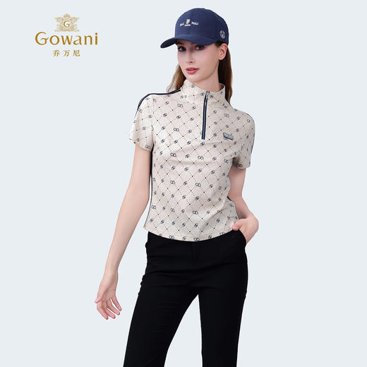 乔万尼2025新品简约立领半拉链设计休闲感短袖上衣T恤ED2C422 商品图2