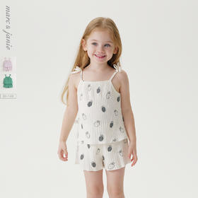 马克珍妮夏装新款 女童甜美爱心夏日罗纹吊带套装 240759/551055