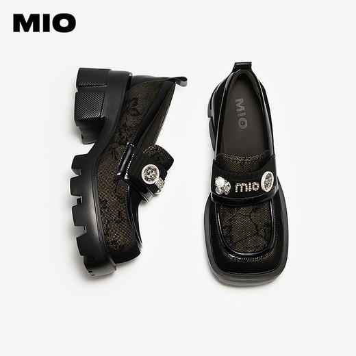MIO米奥厚底增高乐福鞋英伦风黑色小皮鞋新中式女鞋M254530283 商品图3