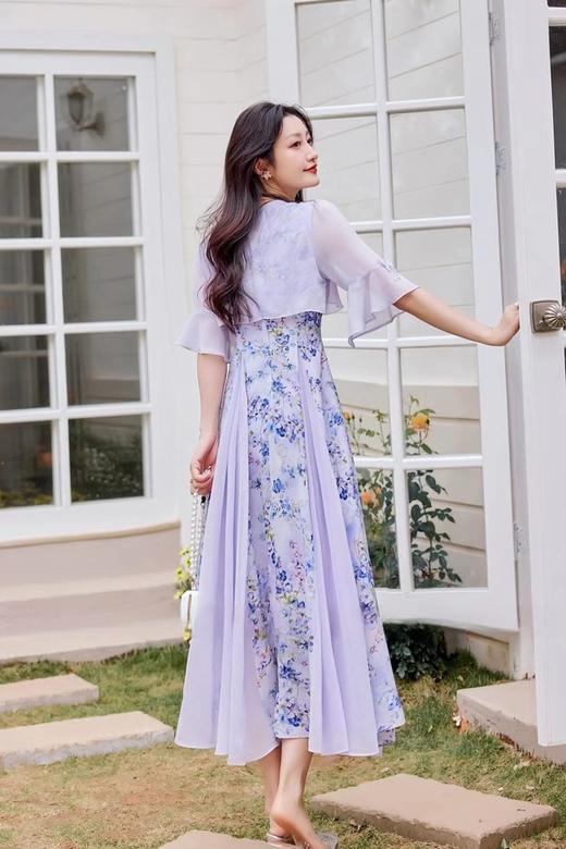 Le Malene 浪漫紫色花朵印花连衣裙 20291 商品图8