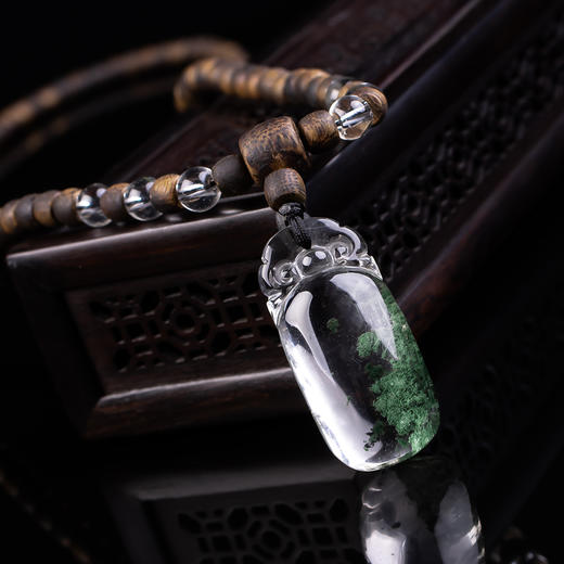 XY0369沉香+招财绿幽灵水晶吊坠 商品图2