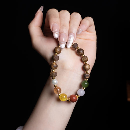 XY0365沉香+翡翠南红多宝手串 商品图5