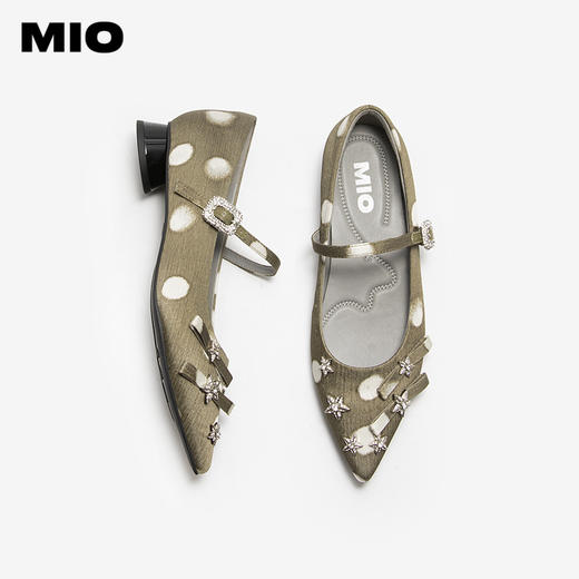 MIO米奥玛丽珍鞋法式星星气质粗跟尖头女浅口单鞋M254440445 商品图3
