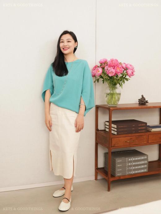 心游 舒雅气球袖醋酸短衫 放青松绣饰 垂软爽滑 可机洗 山林曦照 商品图1