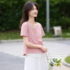 【专属特价】熙世界法式蕾丝花边拼接短袖T恤女设计感假两件上衣2025夏日新款 商品缩略图3