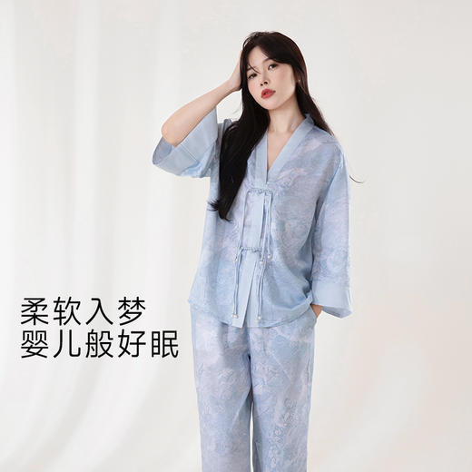 宜色家玉精天丝家居服|新中式设计，天丝面料柔滑凉爽不闷汗 商品图6