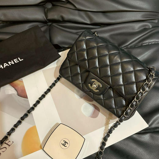 Chanel CF 黑银 羊皮 大mini 链条包 商品图0