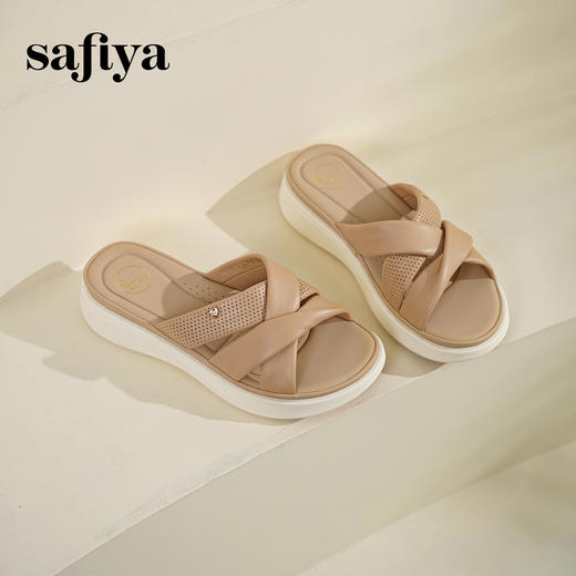Safiya/索菲娅2025露趾羊皮厚底休闲外穿百搭轻便一脚蹬凉拖鞋SFD2110409 商品图8