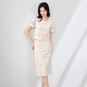 【高货wl】全新升级【铂金会员330/天猫439/差价109】(99308)洛诗琳法式名媛千金小香风镂空刺绣上衣半裙两件套装