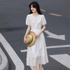 熙世界法式白色连衣裙女高级感气质收腰莱赛尔天丝长裙子夏季新款 商品缩略图4