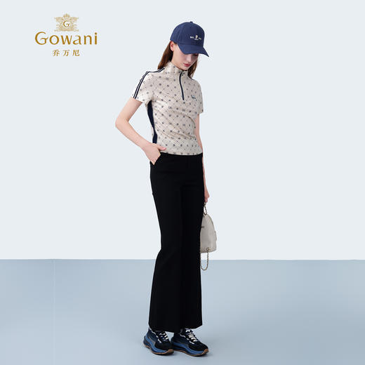 乔万尼2025新品简约立领半拉链设计休闲感短袖上衣T恤ED2C422 商品图3