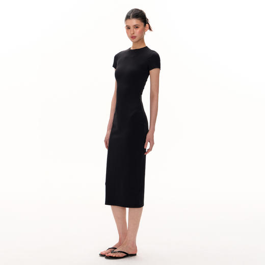 Ariseism  美式复古舒适纯色短袖连衣裙女夏季新款修身长裙子 商品图1