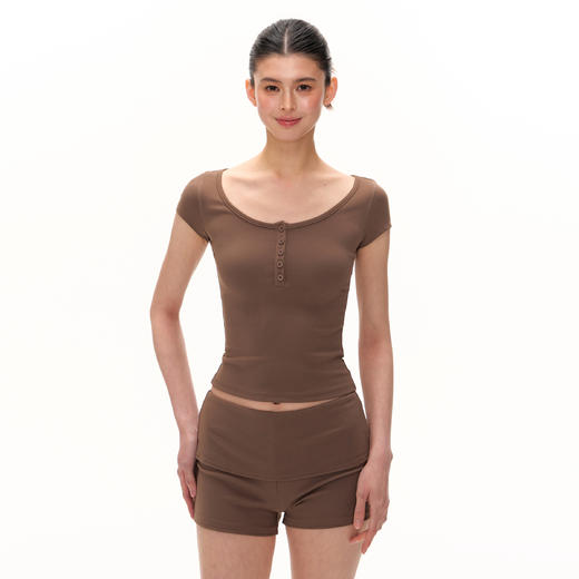 Ariseism  纯色舒适短袖t恤女短裤套装夏季新款修身两件套 商品图2