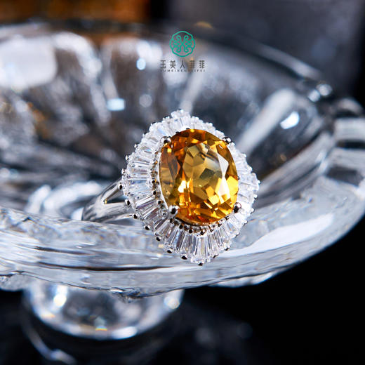 DS925水晶戒指-黄水晶蛋面可调节戒指约8*10mm 商品图0