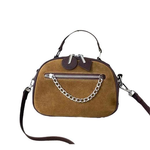 【预售3天】拼色头层皮苹果包手提女包复古斜挎包Z7078 商品图5