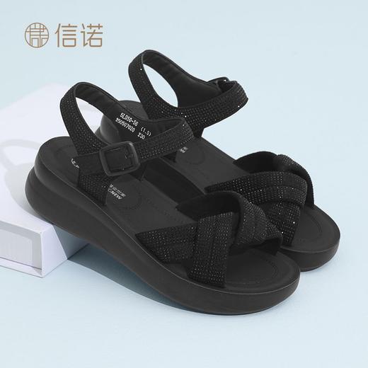 信诺舒适软底女鞋子厚底运动凉鞋女夏季新款罗马风凉鞋轻便妈妈鞋5L950-56 商品图0