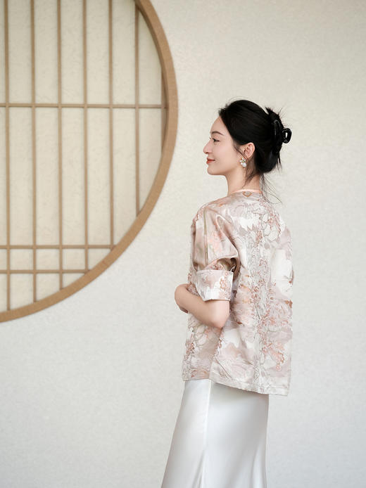 盛唐婧 |真丝宋锦花罗对襟上衣 商品图3
