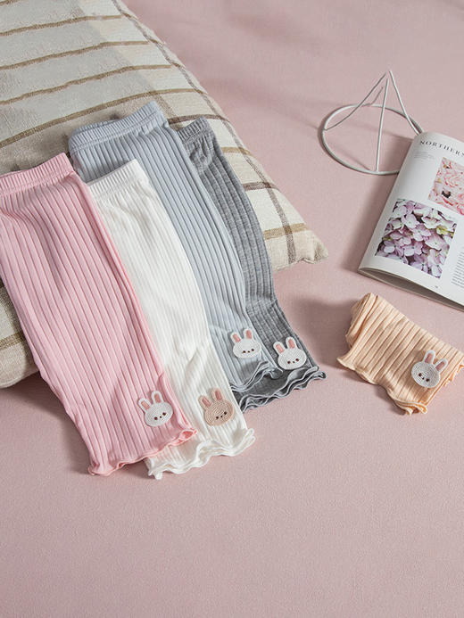 【薄款五分裤，可爱兔子图案~】女童打底裤五分裤 夏季薄款可爱兔子打底短裤 安全裤外穿中裤-QQ 商品图1
