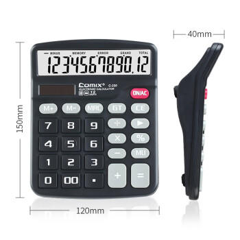 齐心（COMIX）双电源桌面办公计算器 12位大屏幕桌面计算机837 学生办公文具用品 C-330 商品图0