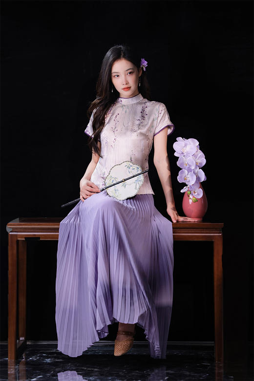 逸红颜明月优选|紫韵凝香「紫嫣」提花金绫缎上衣，金丝织线自带高级感，一花一世界 商品图11