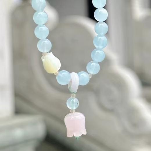 灵隐文创海蓝 郁金香贝壳幸福 新中式手串 商品图3