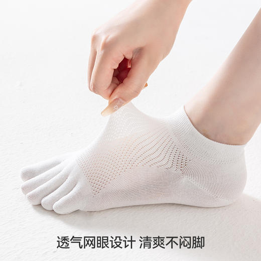 左分之右五指袜子女夏季网眼薄款纯棉10A抗菌分趾不掉跟女士短袜 商品图1