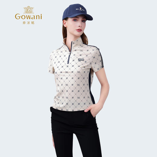 乔万尼2025新品简约立领半拉链设计休闲感短袖上衣T恤ED2C422 商品图1