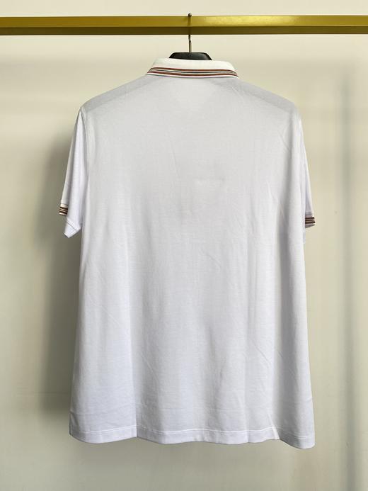 占姆士桑蚕丝短袖t恤男士夏季新款宽松休闲翻领polo衫半袖男  白色 商品图2