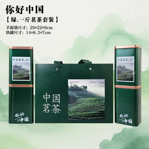 你好中国.茗茶套装【绿1斤装.横排1提4个125g听】10元1套.整箱50套 商品图0