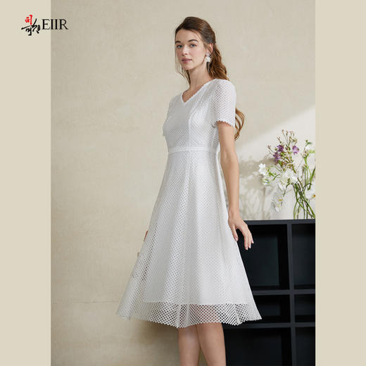 司歌蕾丝短袖v领收腰连衣裙A911215X 商品图4