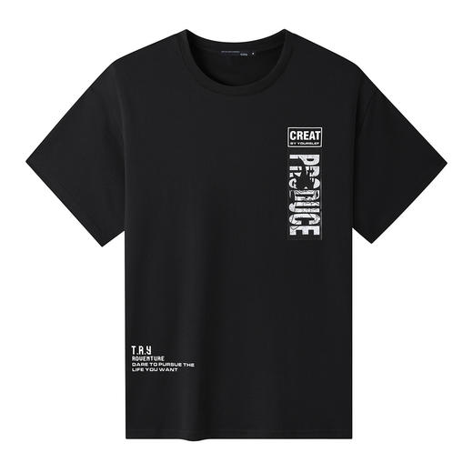 GXG男装夏季时尚字母印花男士纯棉圆领百搭短袖T恤K&C 商品图4