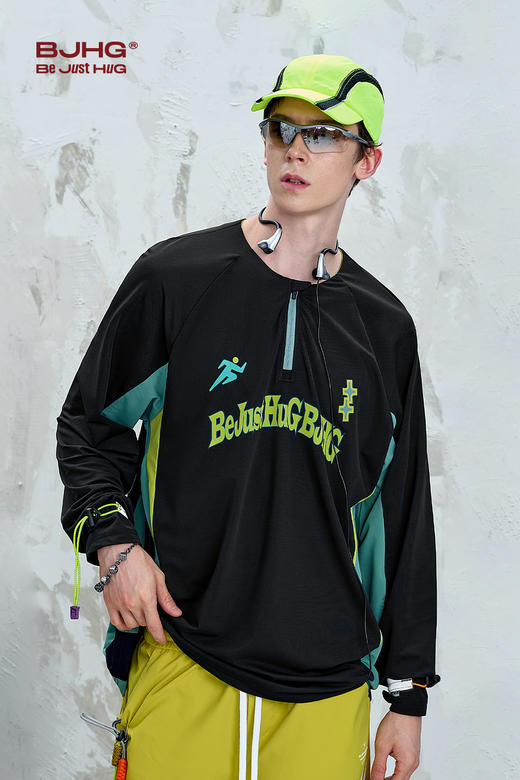 BJHG不计后果 凉感长袖t恤男夏季2025新款运动休闲透气撞色骑行服 商品图5