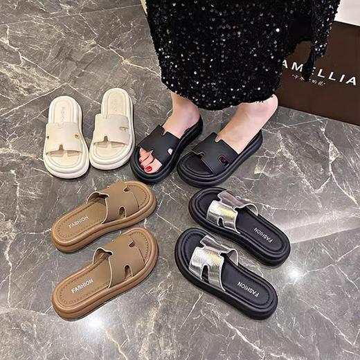 【YW】无忧购韩版百搭外穿厚底踩屎感沙滩一字拖凉鞋6251 （截单后3-5天发货) 商品图1