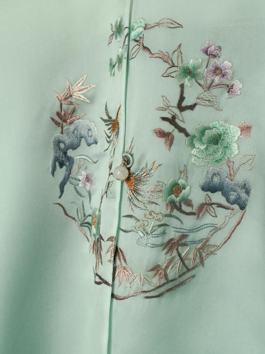 盛唐牡丹大师系列| 喜上眉梢团纹欧根缎手绣外套-绿色 商品图1