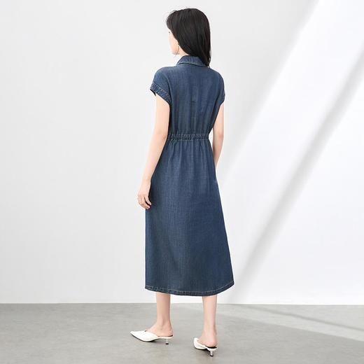 【高货wl】全新升级【铂金会员339/天猫459/差价120】(12128)洛诗琳2025垂感牛仔翻领抽绳系带收腰显瘦柔软舒适连衣裙 商品图1