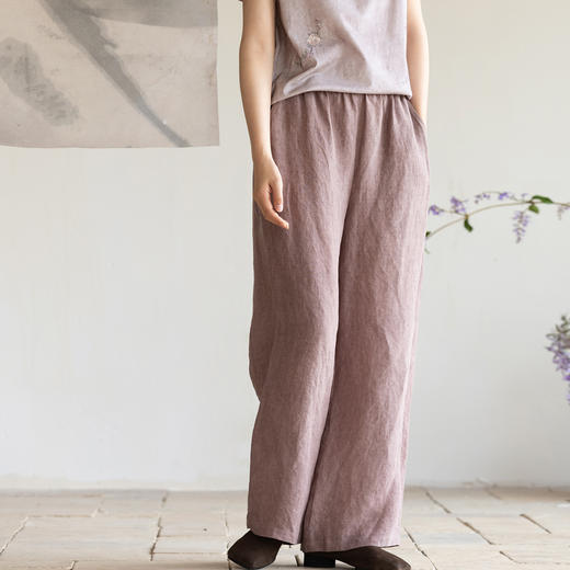牧衣游原创 炒色汉麻裤子新品轻薄舒爽禅意质朴宽松休闲裤 十里桂 商品图0