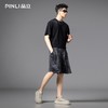 PINLI品立2025春夏新款男士圆领抓痕烫钻短袖T恤潮牌百搭半袖上衣BG252111010 商品缩略图1