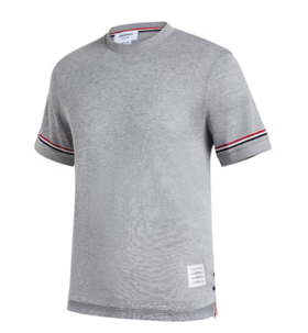 汤姆 布朗（THOM BROWNE）男士浅灰色罗纹袖口短袖针织T恤 MJS247A J0129 035 4