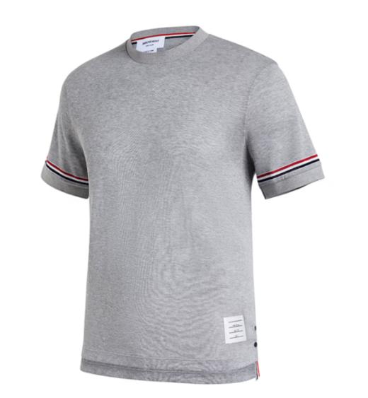 汤姆 布朗（THOM BROWNE）男士浅灰色罗纹袖口短袖针织T恤 MJS247A J0129 035 4 商品图0