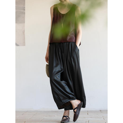 牧衣游原创 18姆米薯莨染香云纱裤子轻薄舒爽禅意九分休闲裤 翩然 商品图3